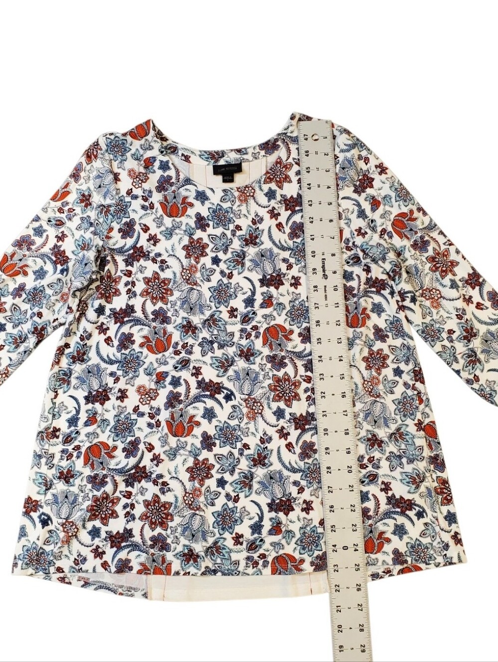 J. Jill Boho Floral Split-Back Tunic Blouse Size Small - Picture 7 of 10